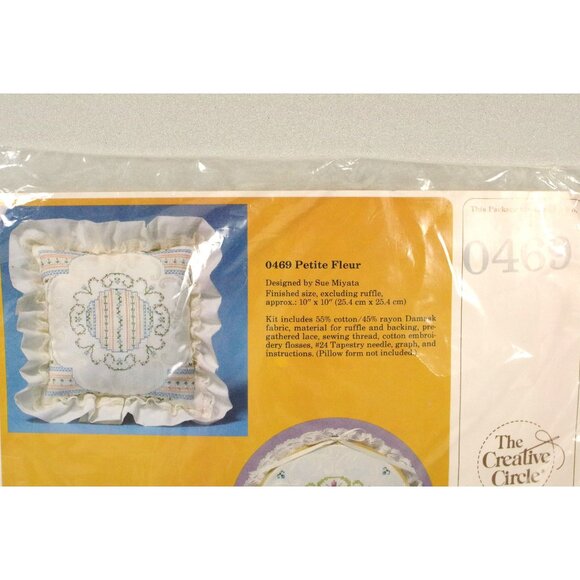 Embroidery Kit Cross Stitch Ruffled Pillow Cover The Creative Circle #0469 - Picture 1 of 3